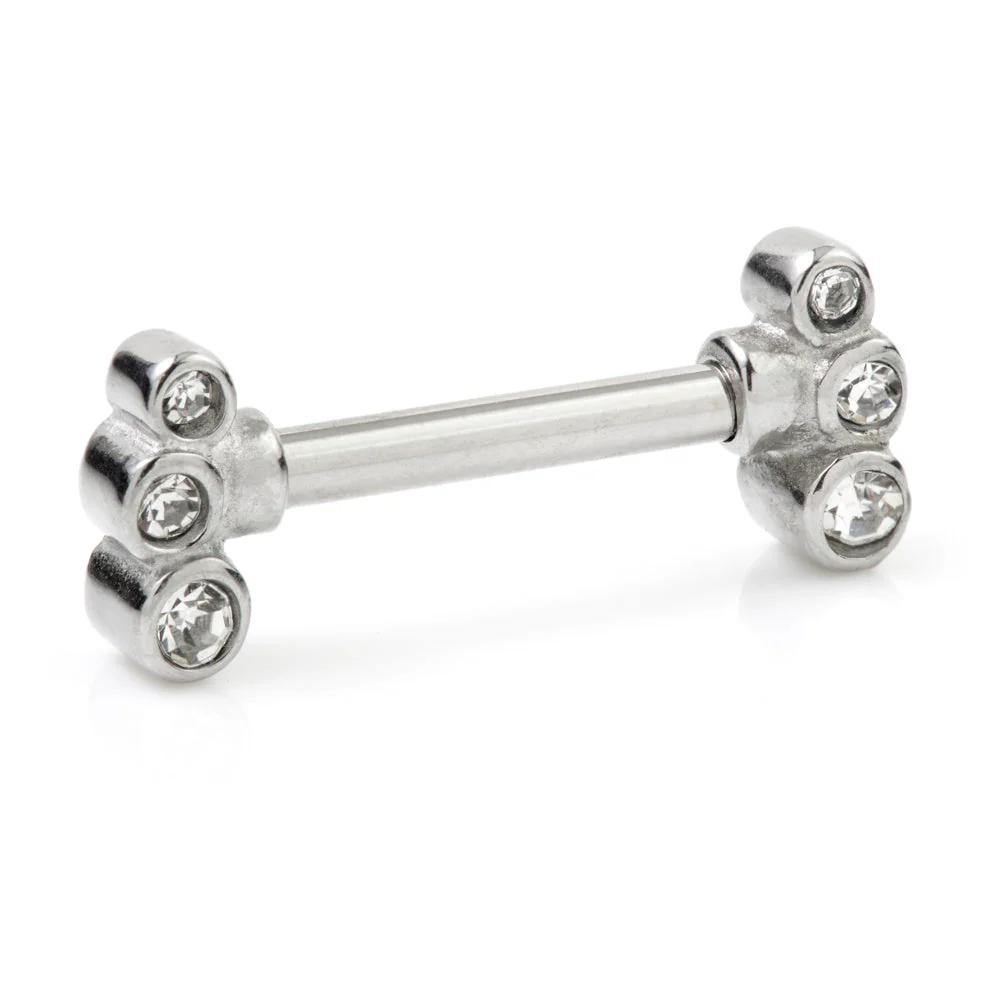 Cast Steel Triple Gem Nipple Bar - CSNB39-18 - Image 2