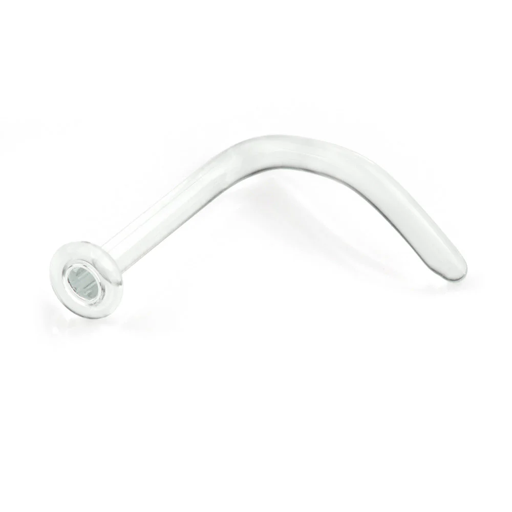 Clear Glass Disk Nose Stud - Curl Tail