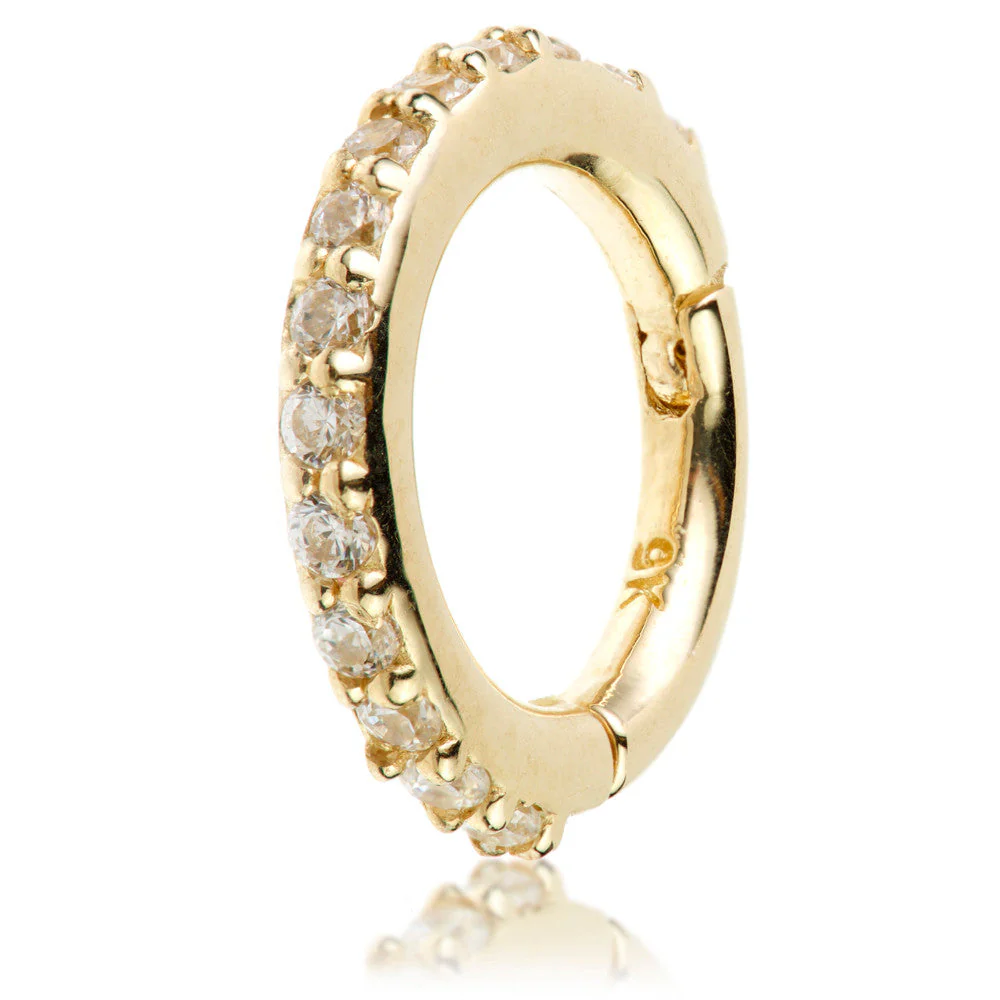 Eternal 9ct Solid Gold Pave Hoop Earring - Image 2