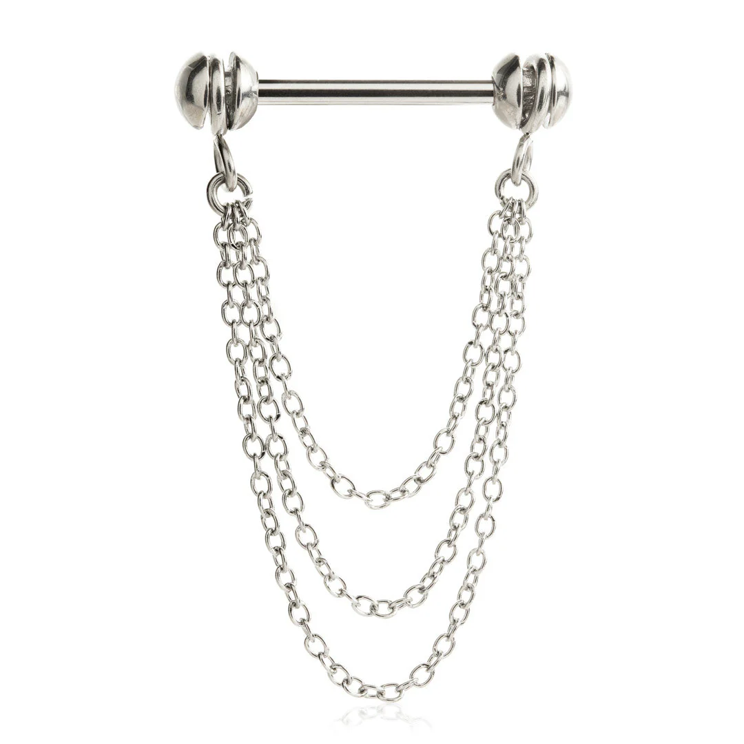External Thread Steel Rotating Nipple Tri Chain Barbell
