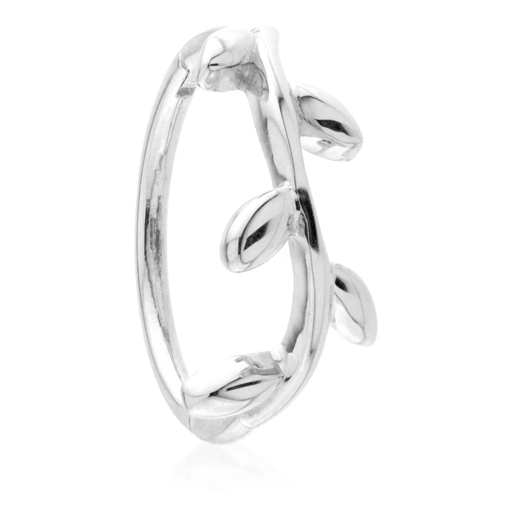 Flora Solid Gold Vine Leaf Hoop Earring - Image 2