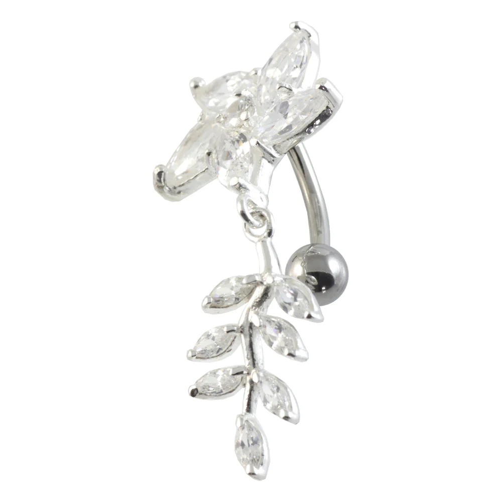 Flower Leaf Silver & Steel Navel - Image 4