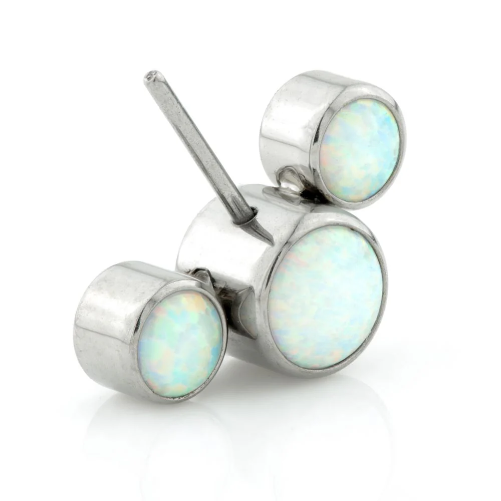 Forward Facing Titanium Threadless Triple Opal Gem Attachment - Image 2