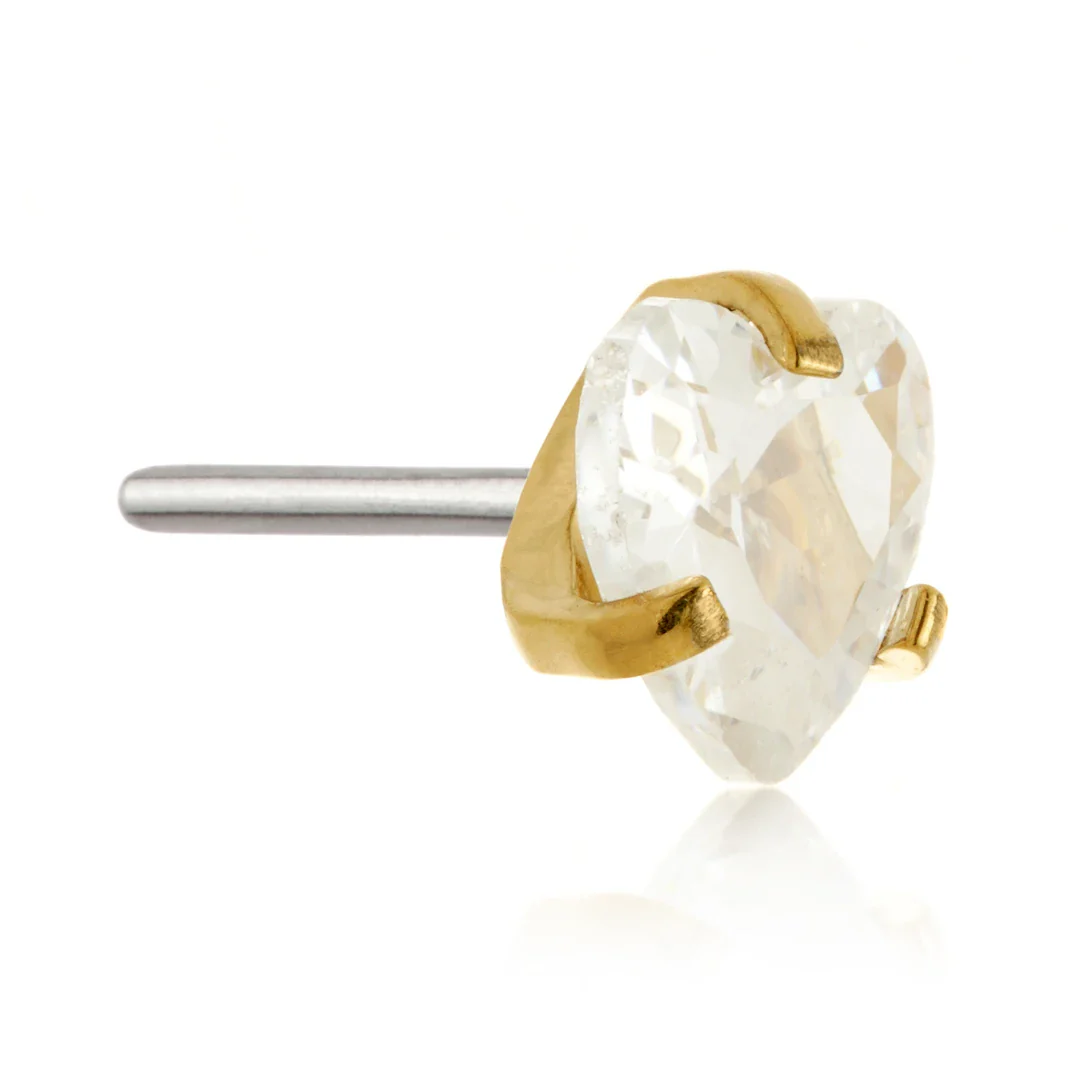 Gold PVD Ti Threadless Prong-Set Heart Attachment