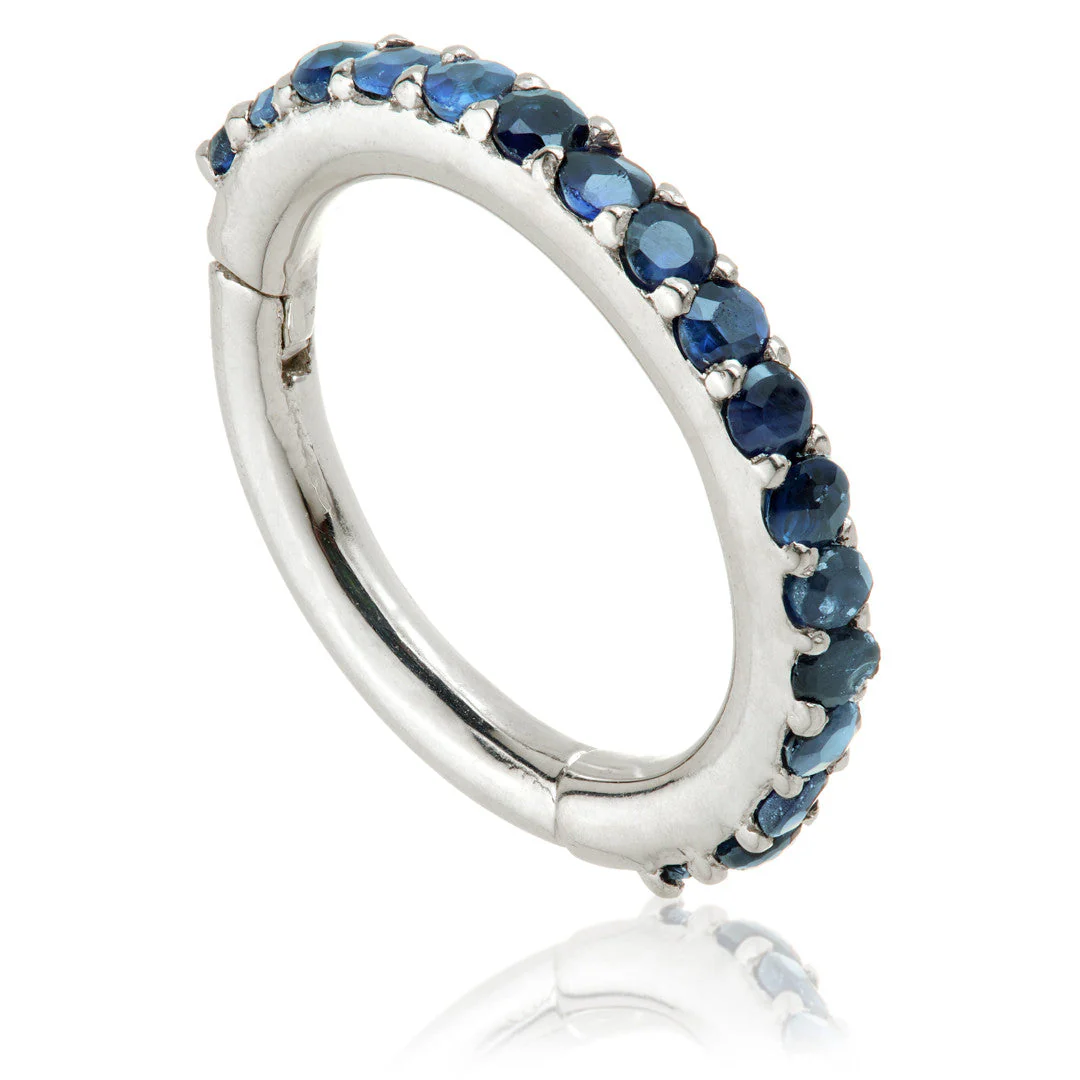 Gold Sapphire Pavé Eternity Hinge Ring - Image 2