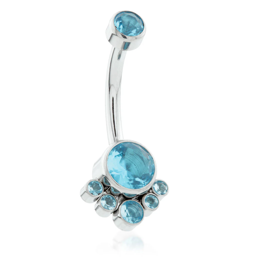 Internal Ti Double Jewelled Navel with 6 Gem Cluster - Image 5