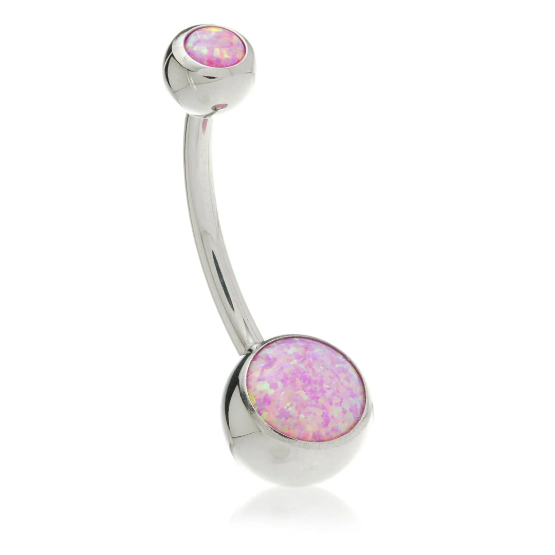 Internal Ti Double Opal Navel Bar - Image 3