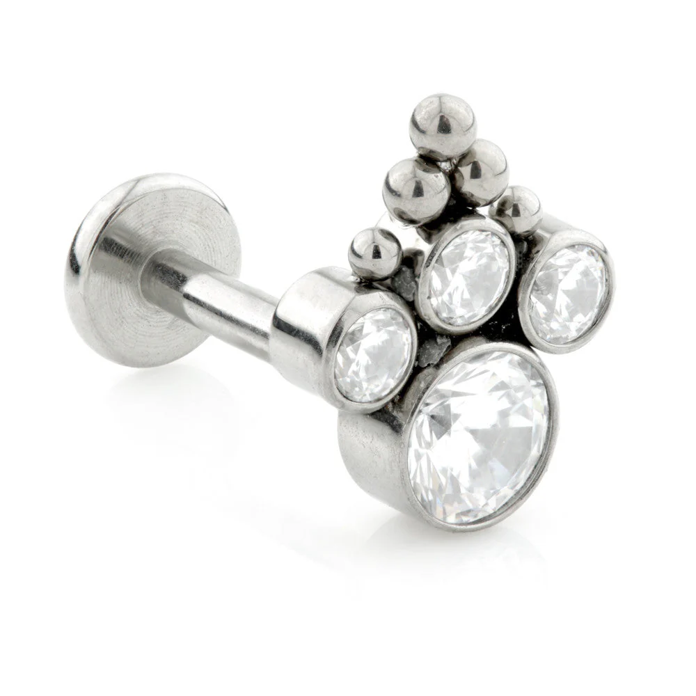 Internal Ti Micro Labret With Caeli Gem Cluster
