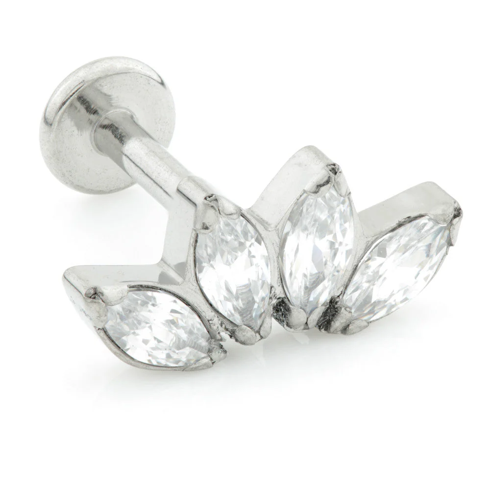 Internal Ti Micro Labret with Marquise Gem Cluster Attachment (1.2mm)