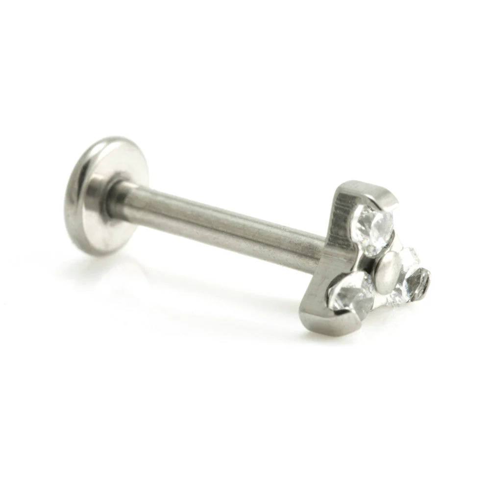 Internal Ti Micro Labret with Ti Gem Trinity - 3 Gems-1.2-8-CR-MD