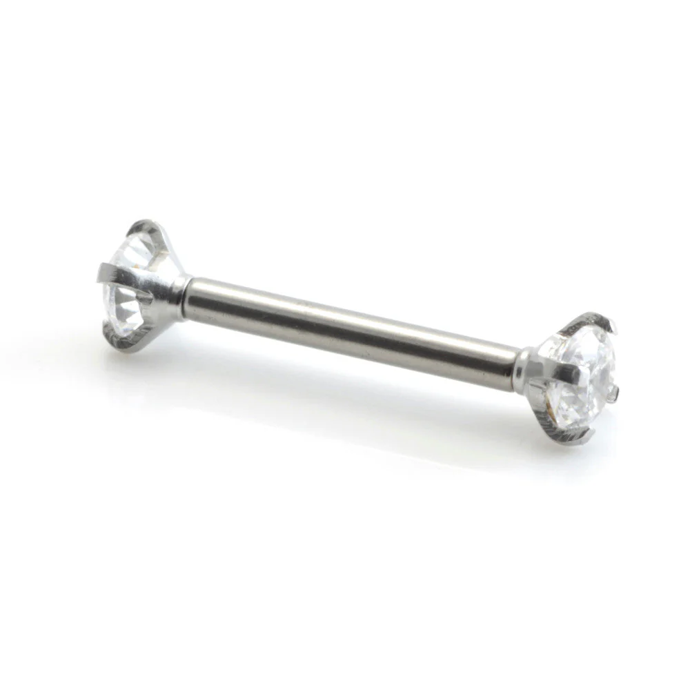 Internal Ti Microbars with Double Steel Prong Set CRY Gems