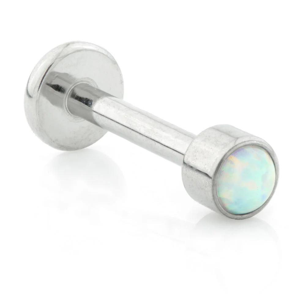 Internal Titanium Micro Labret with Opal Bezel Set Disk (1.2mm) - Image 2