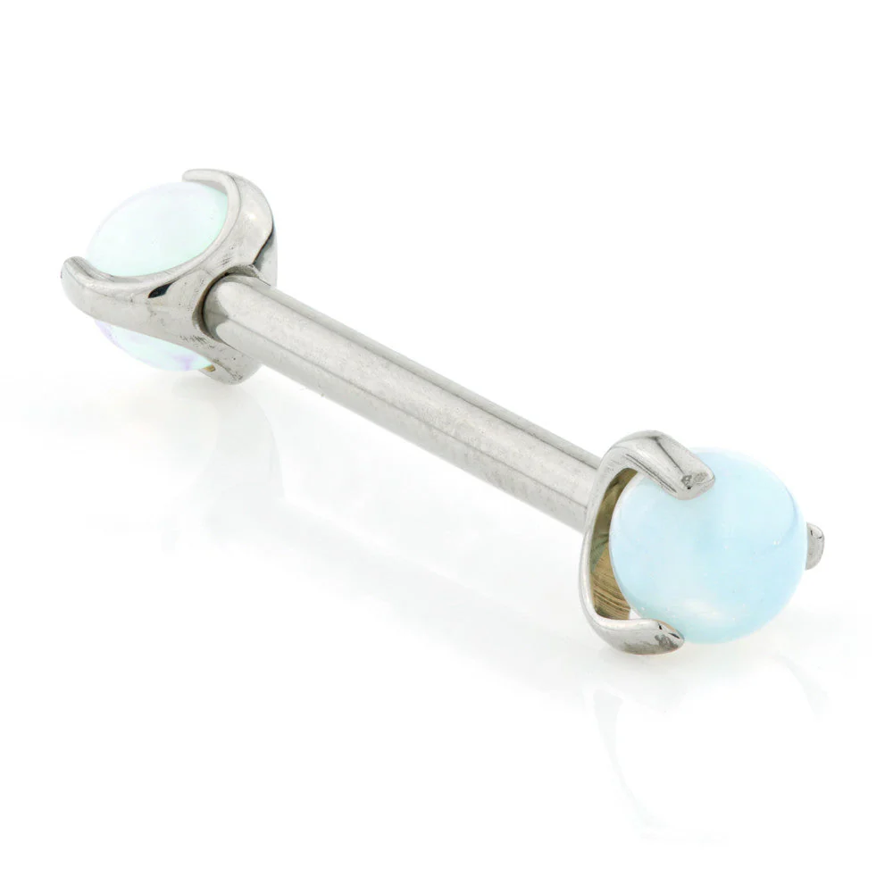 Internal Titanium Nipple Bar with Opalite Stone
