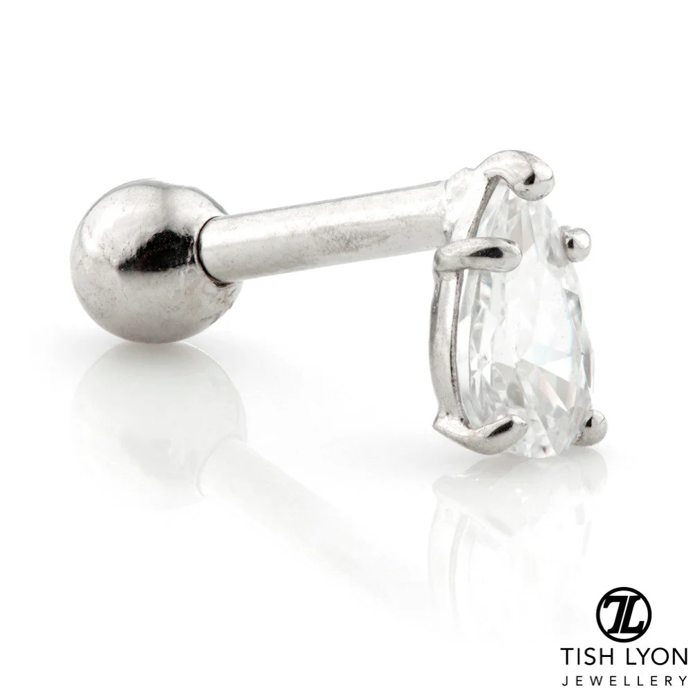 Jewelled Tear 14 Carat Solid Gold Cartilage Barbell Earring - Image 2