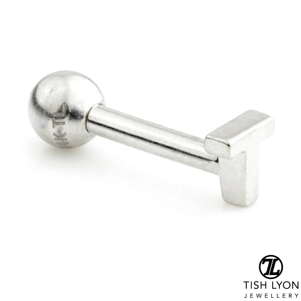 Micro Letter 14 Carat Solid Gold Barbell Earring - Image 16