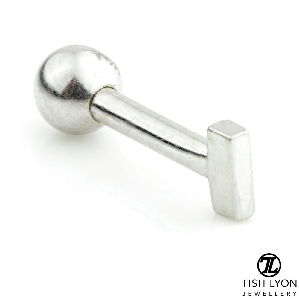 Micro Letter 14 Carat Solid Gold Barbell Earring - Image 38