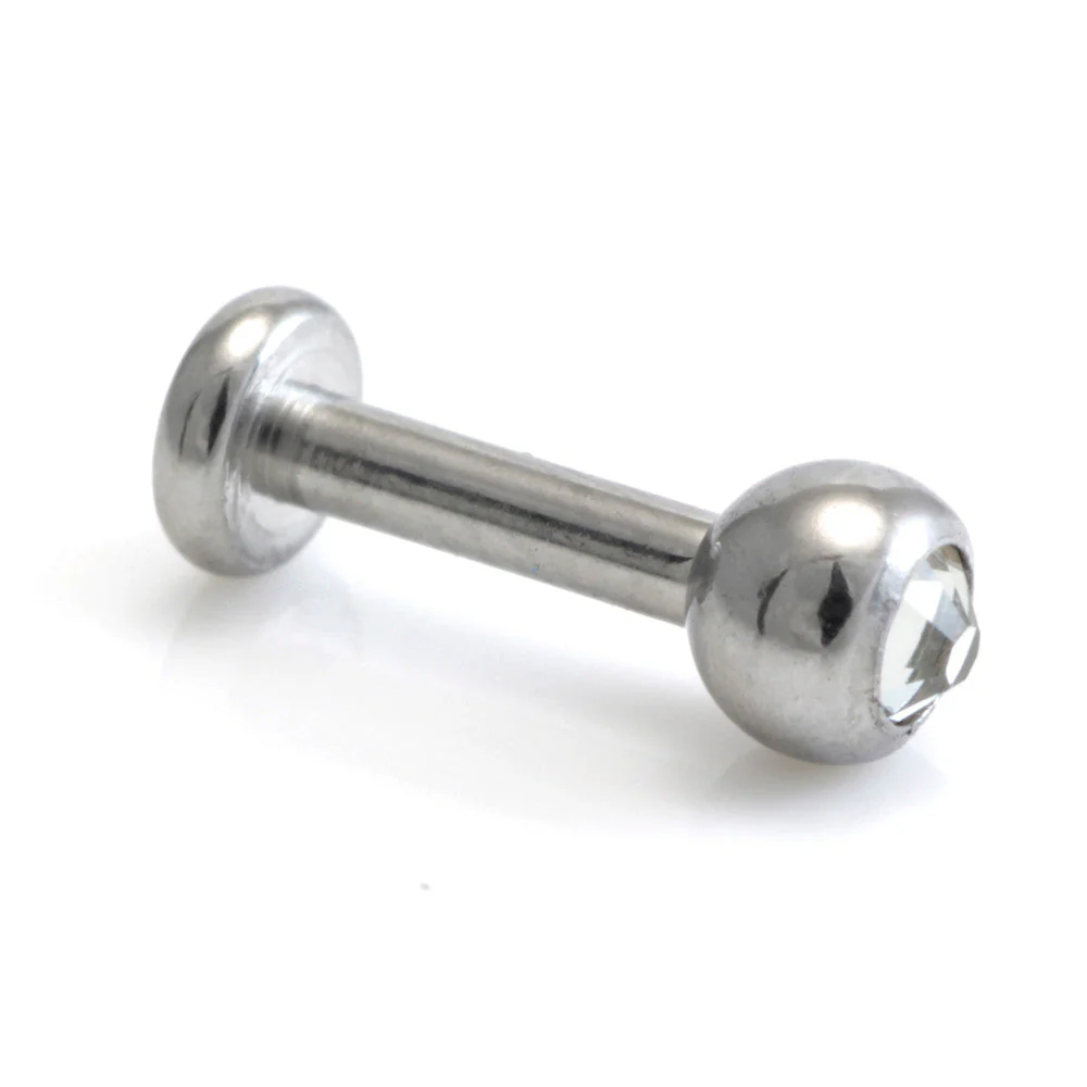 Old School Titanium Micro Internal Gem Labret with 3mm Base