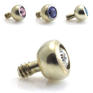 OLD SCHOOL Zircon PVD Gold on Titanium Micro Internal Gem Labrets-1.6-2.5-LS