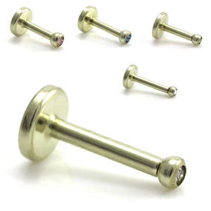 OLD SCHOOL Zircon PVD Gold Ti Micro Internal Gem Labret - ZIMTB16G