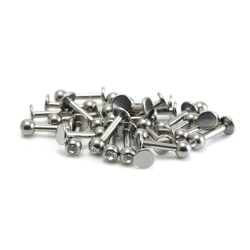 Pack of Steel External Thread Gem Labret (10 pcs) - 1.6mm