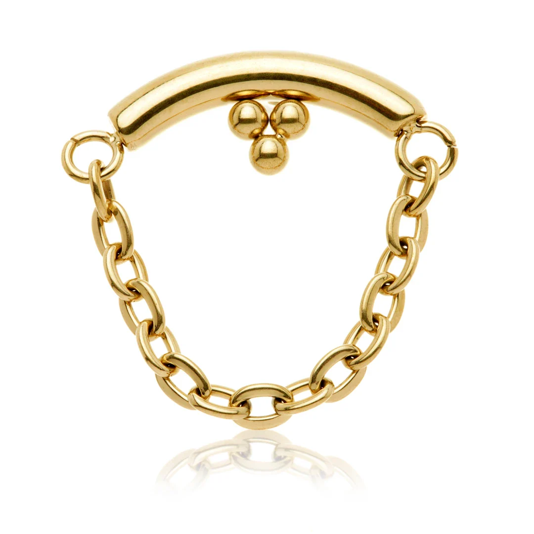 Gold PVD Ti Internal Trinity Dot With Hanging Chain