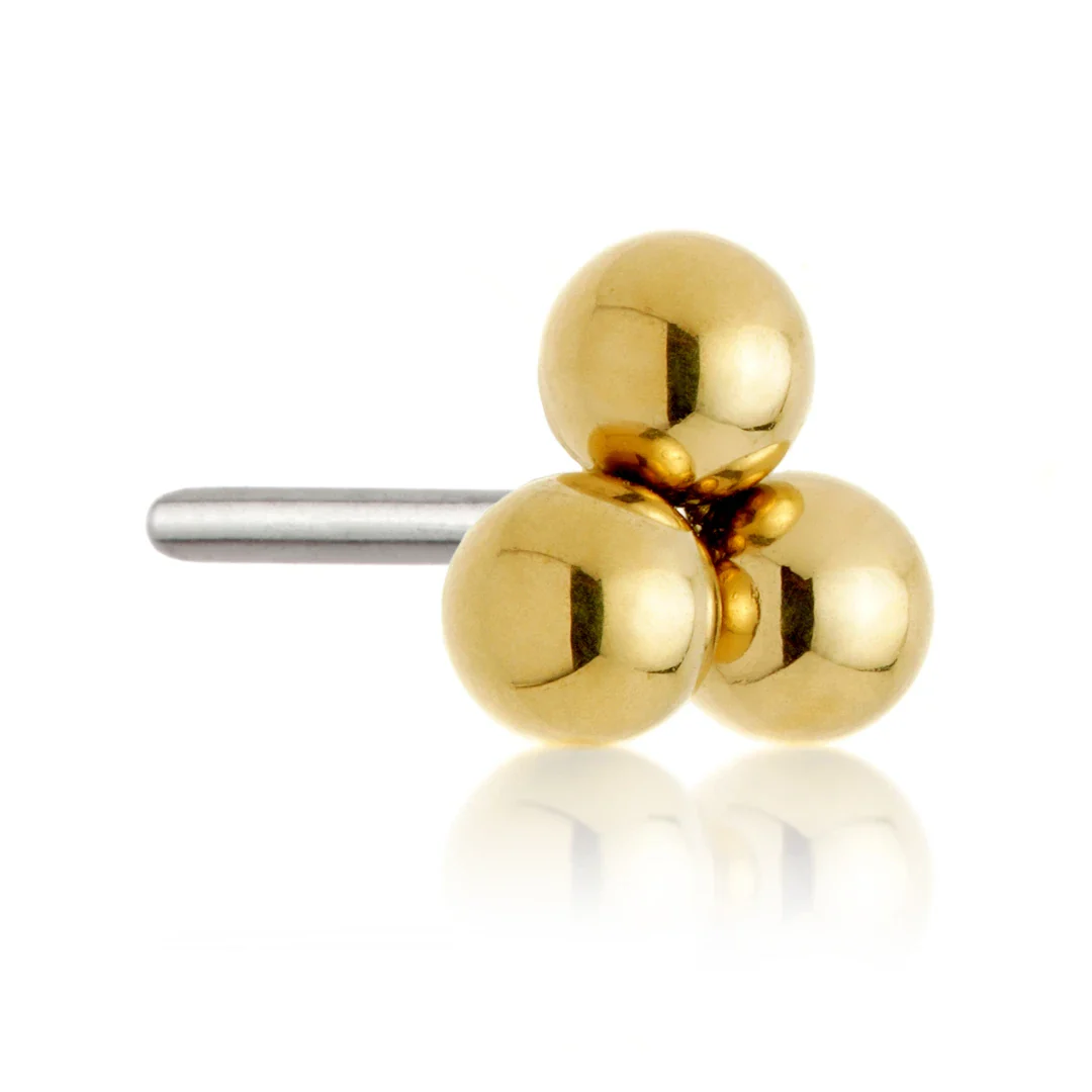 Gold PVD Titanium Threadless Micro Trinity Dot