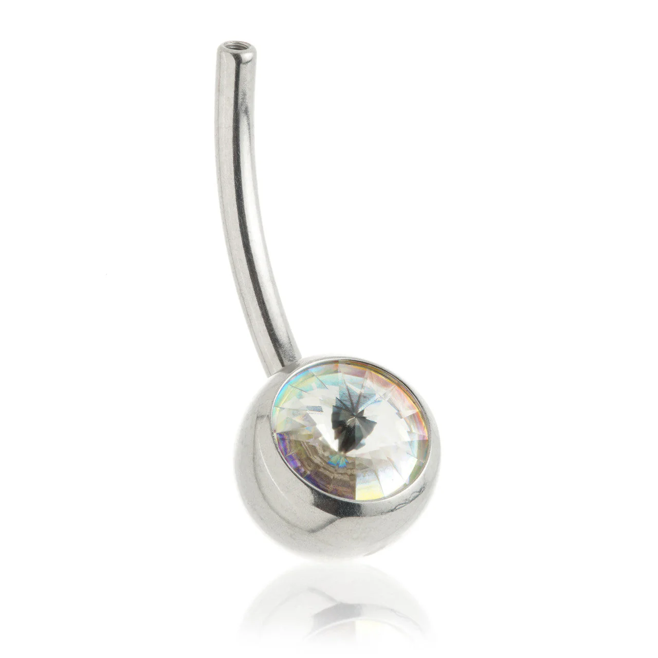 Perryman Titanium Internal Pointed Jewelled Navel Bar Stem With 0.9mm Thread - UK Made
