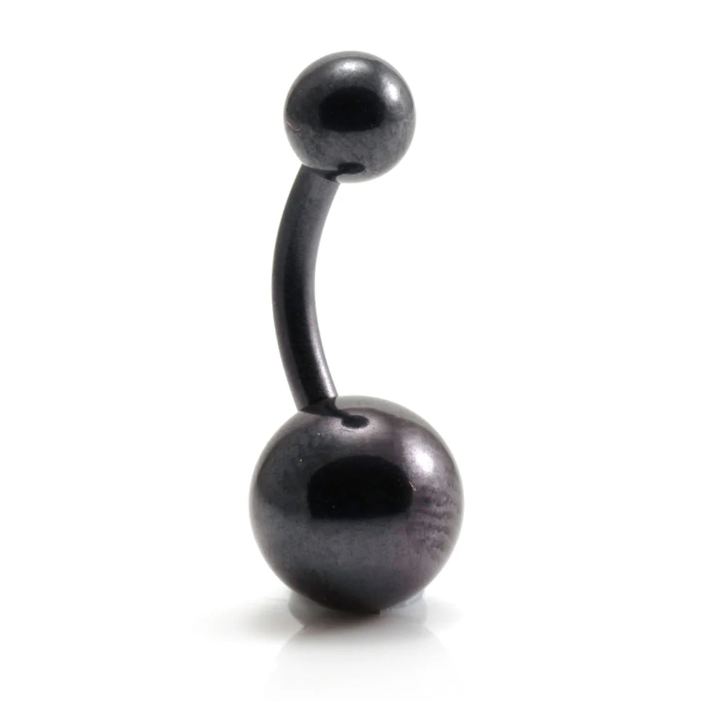 PVD Black Ti Plain Navel Bar - Image 2