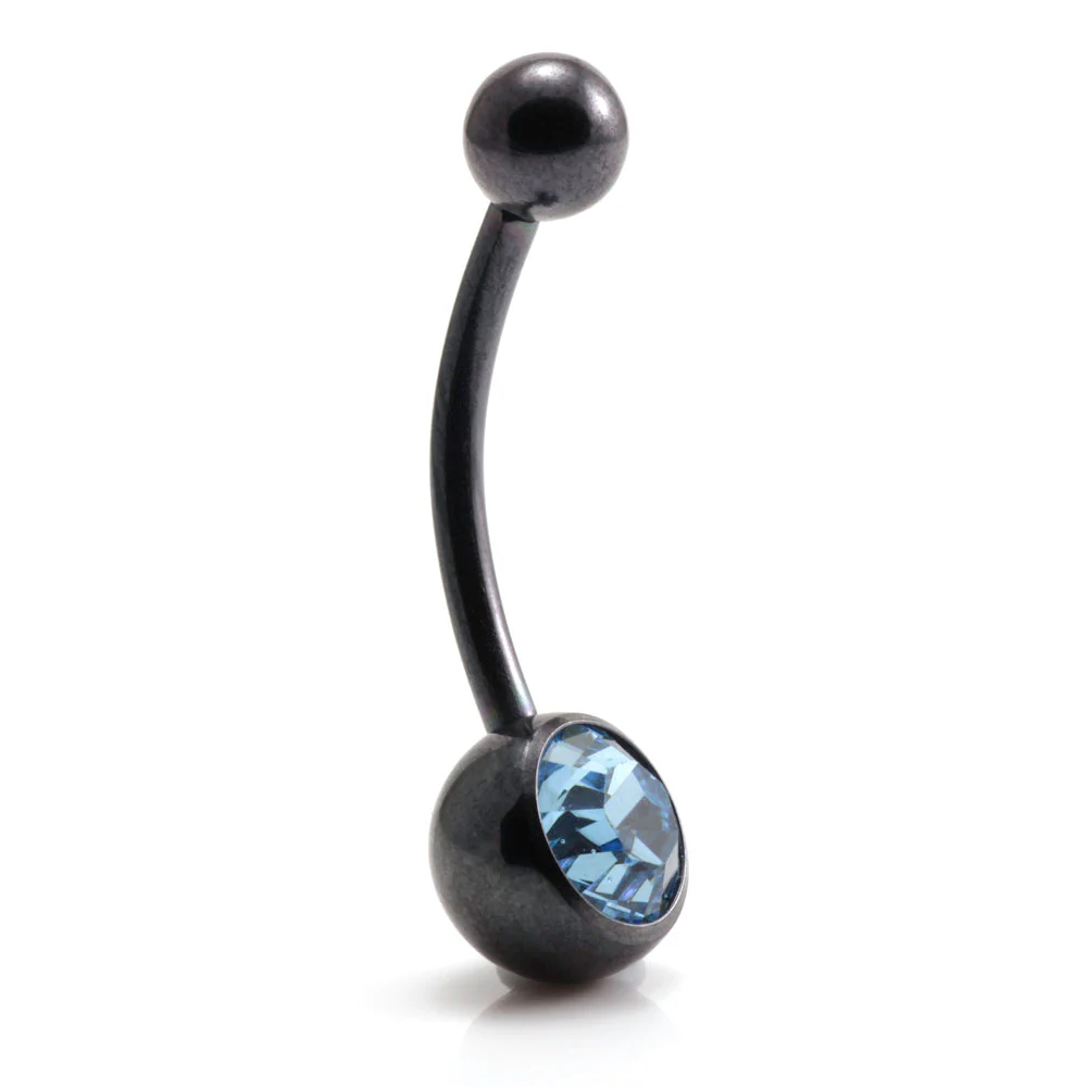 PVD Black Ti Single Jewelled Navel Bar - Image 6