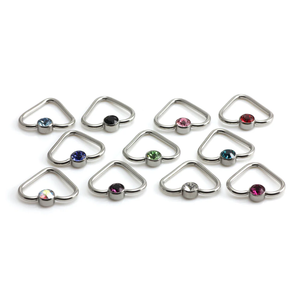 Steel Gem Heart Ring