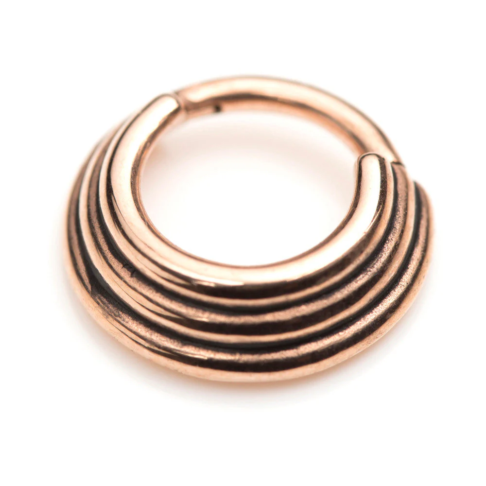 Rose Gold Antique Steel Graduated Hinged Band Ring