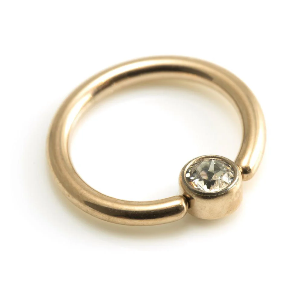 Rose Gold Steel BCR with Gem Ball - RG8G-1.2-10-4-AB