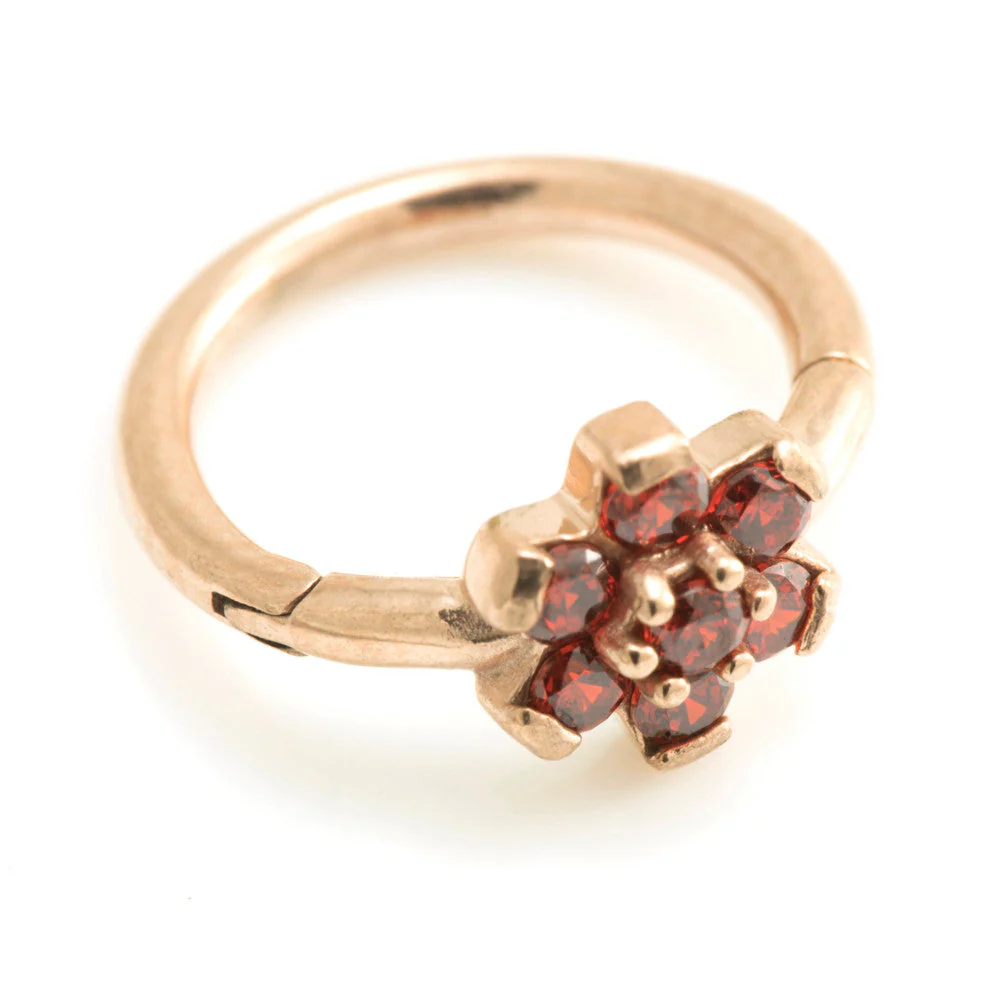 Rose Gold Steel Flower Gems Hinged Ring - RGMRING8 - Image 3