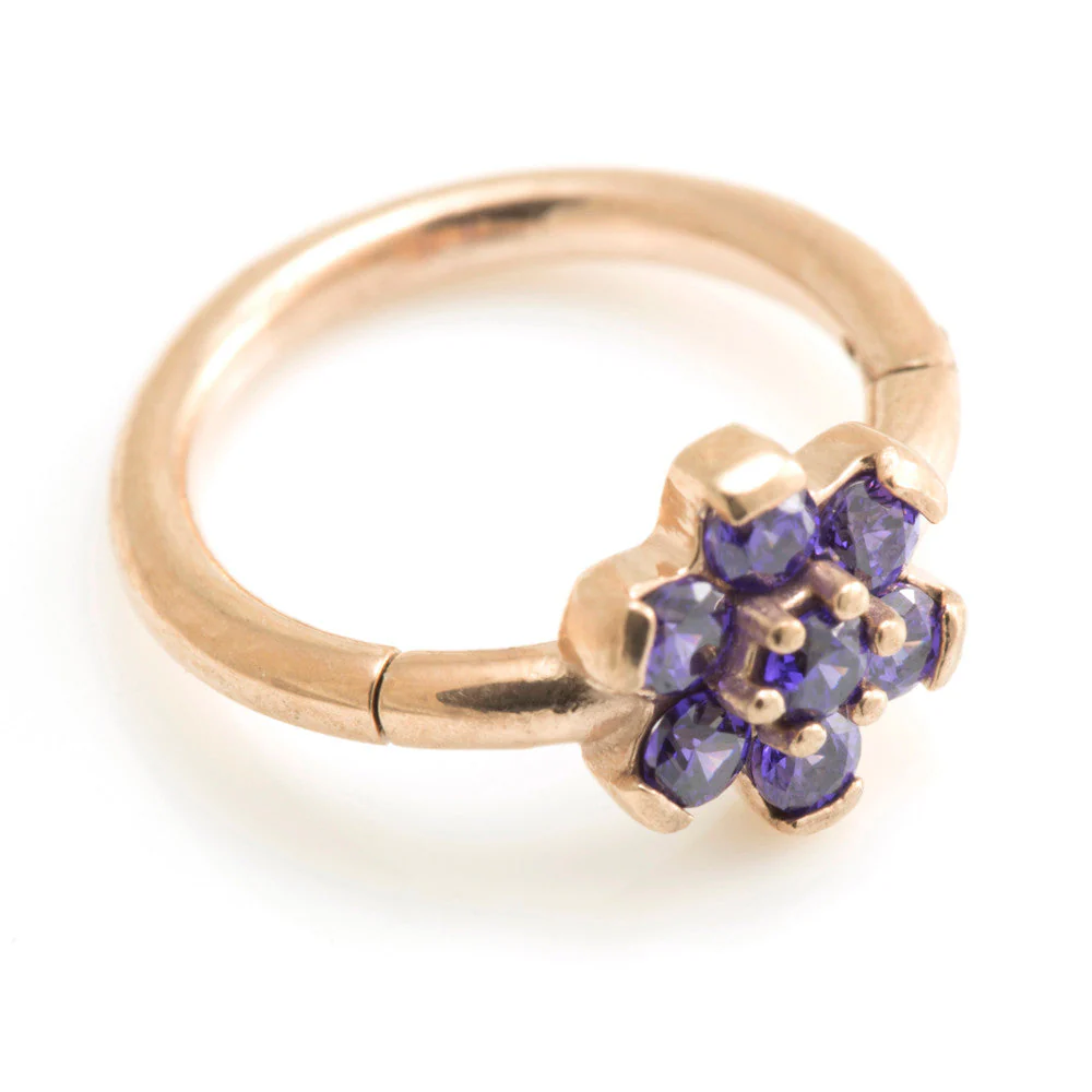 Rose Gold Steel Flower Gems Hinged Ring - RGMRING8 - Image 6