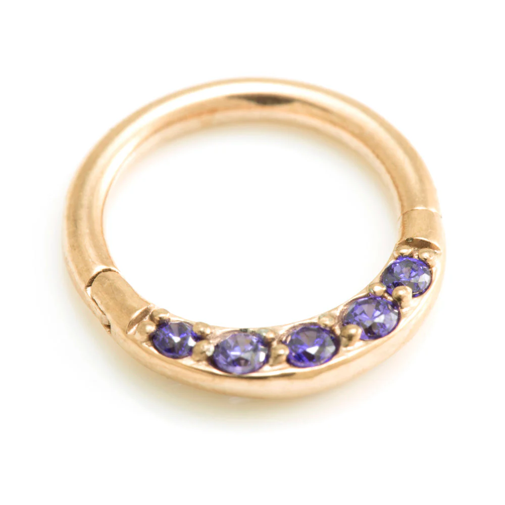 Rose Gold Steel Front Gems Hinged Ring - Image 2
