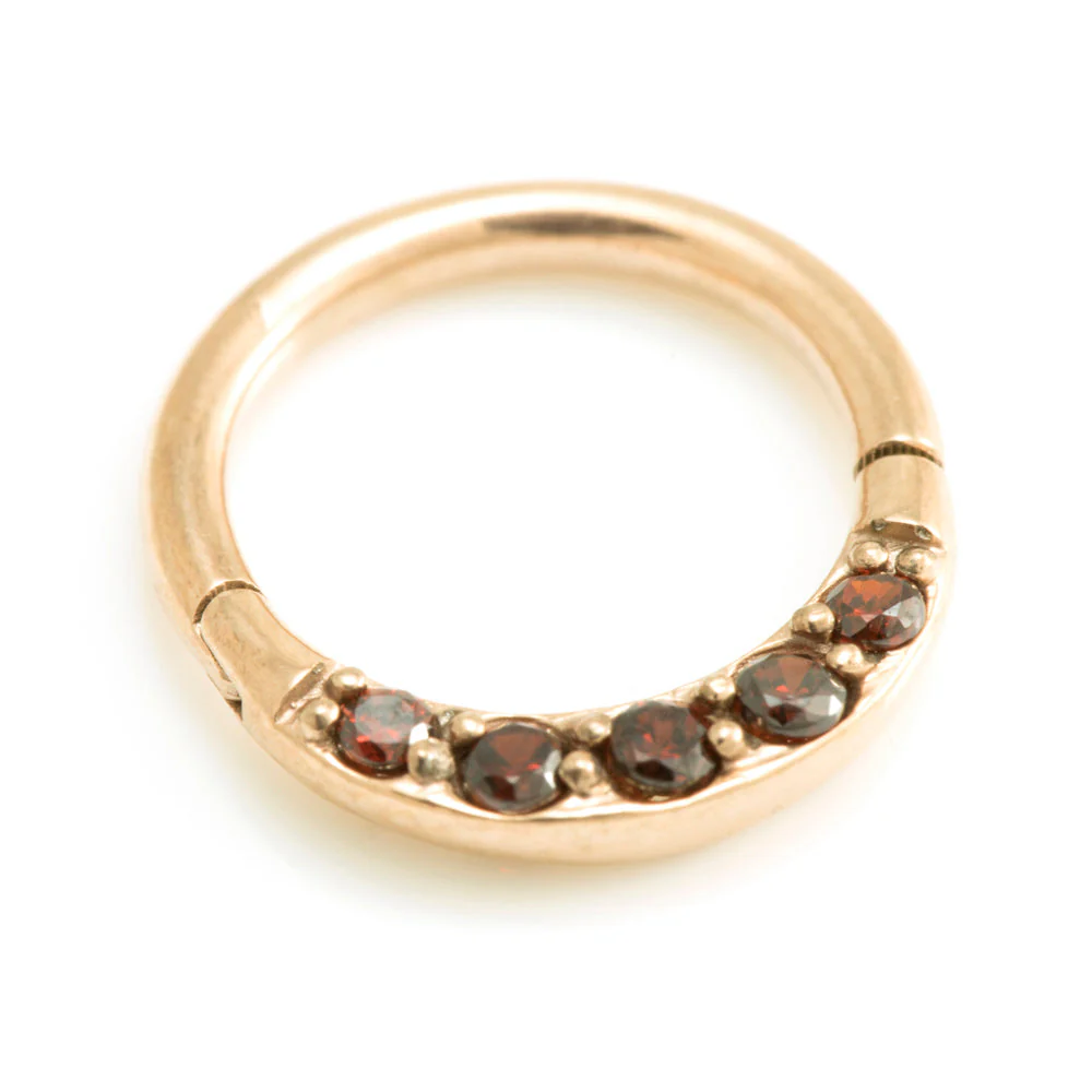 Rose Gold Steel Front Gems Hinged Ring - Image 4