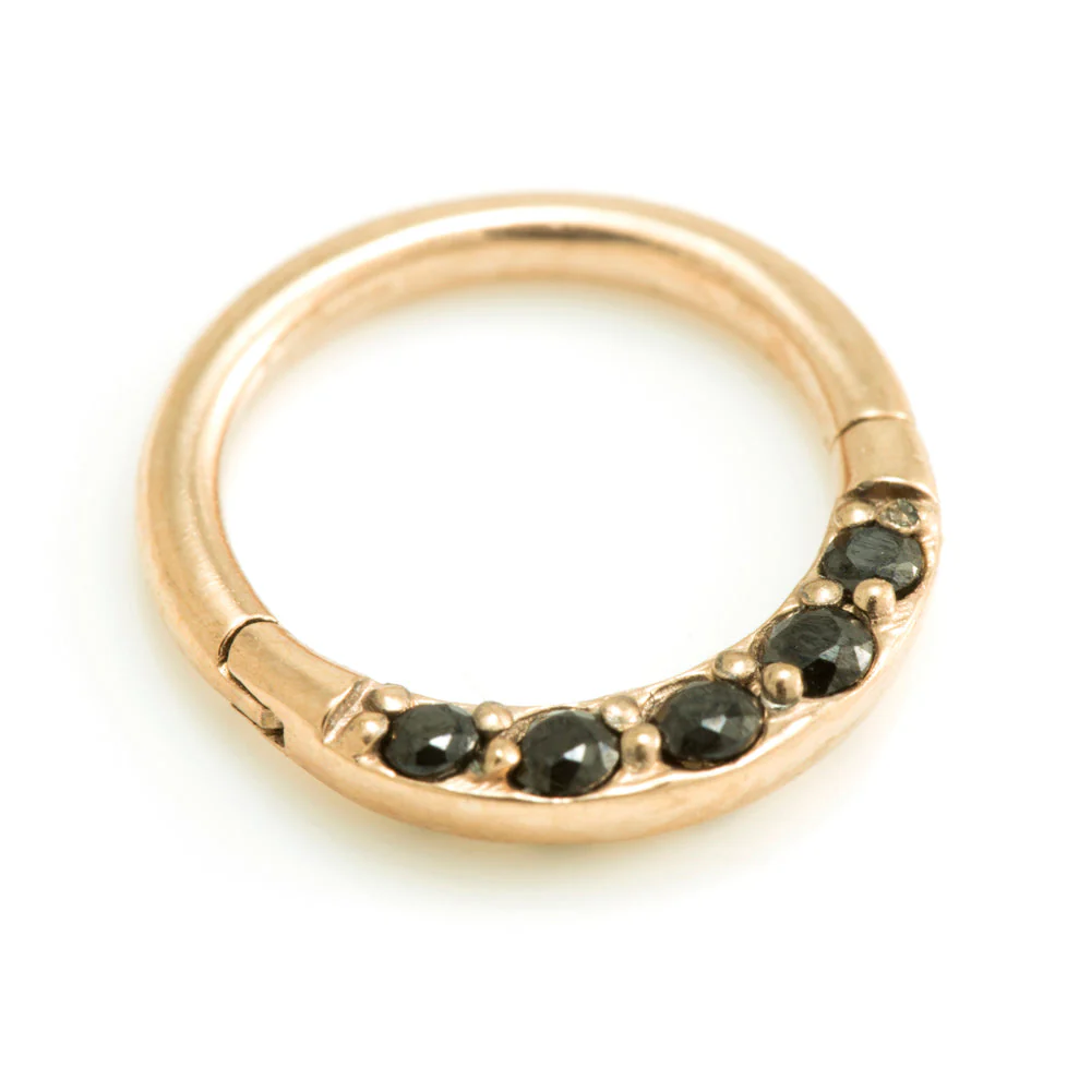 Rose Gold Steel Front Gems Hinged Ring - Image 6
