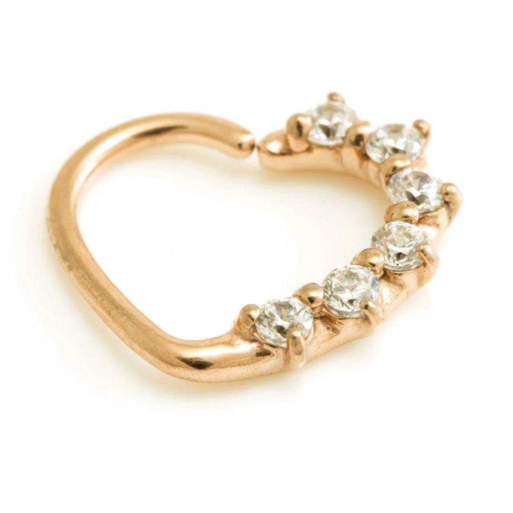 Rose Gold Steel Gem Heart Ring - Image 2