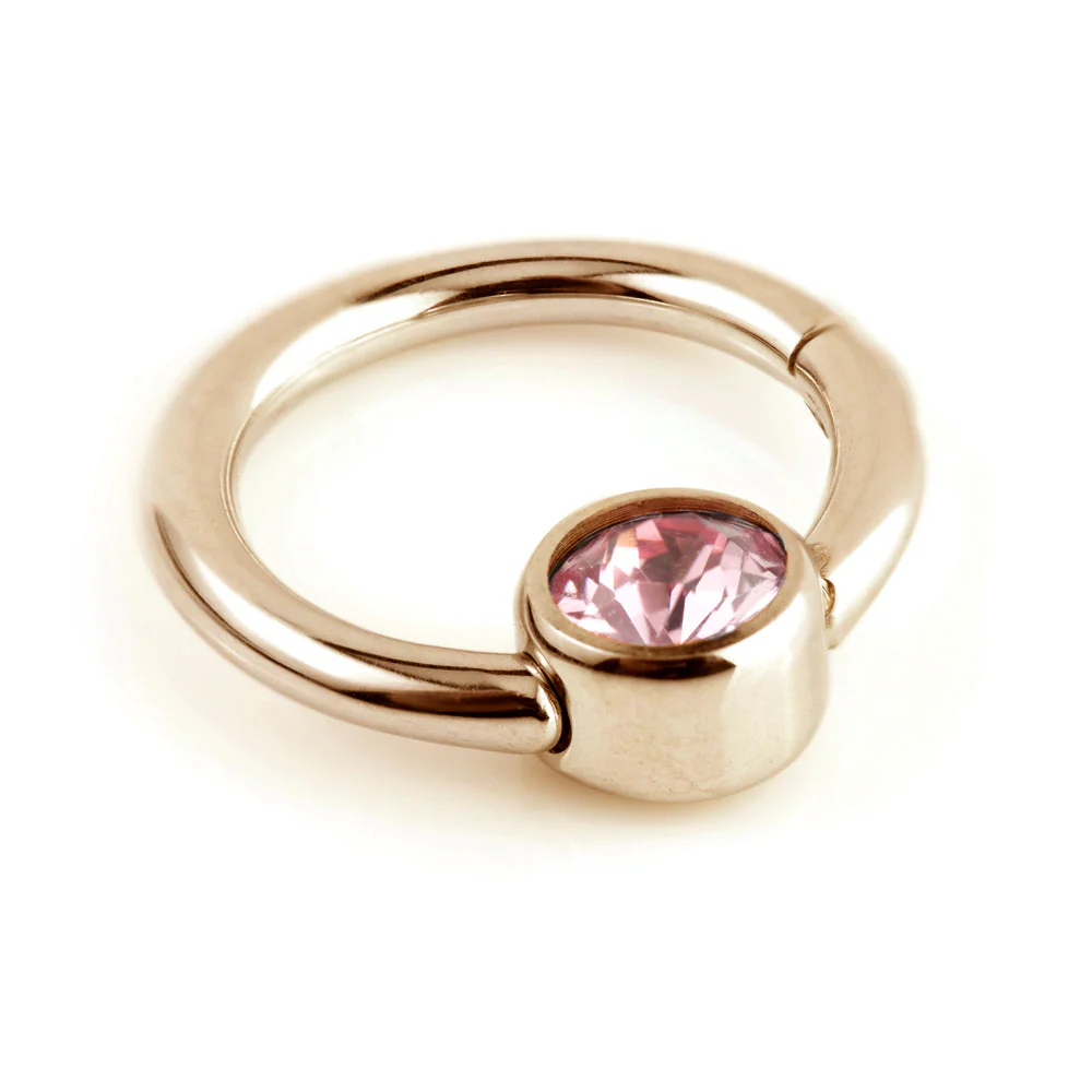 Rose Gold Steel Hinge Segment Gem Ring - Image 2