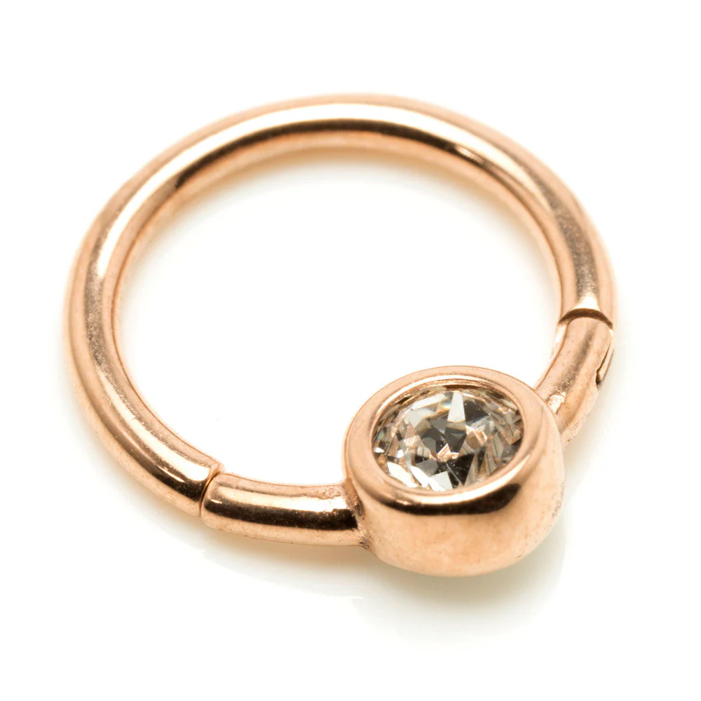 Rose Gold Steel Hinge Smiley Gem BCR Ring