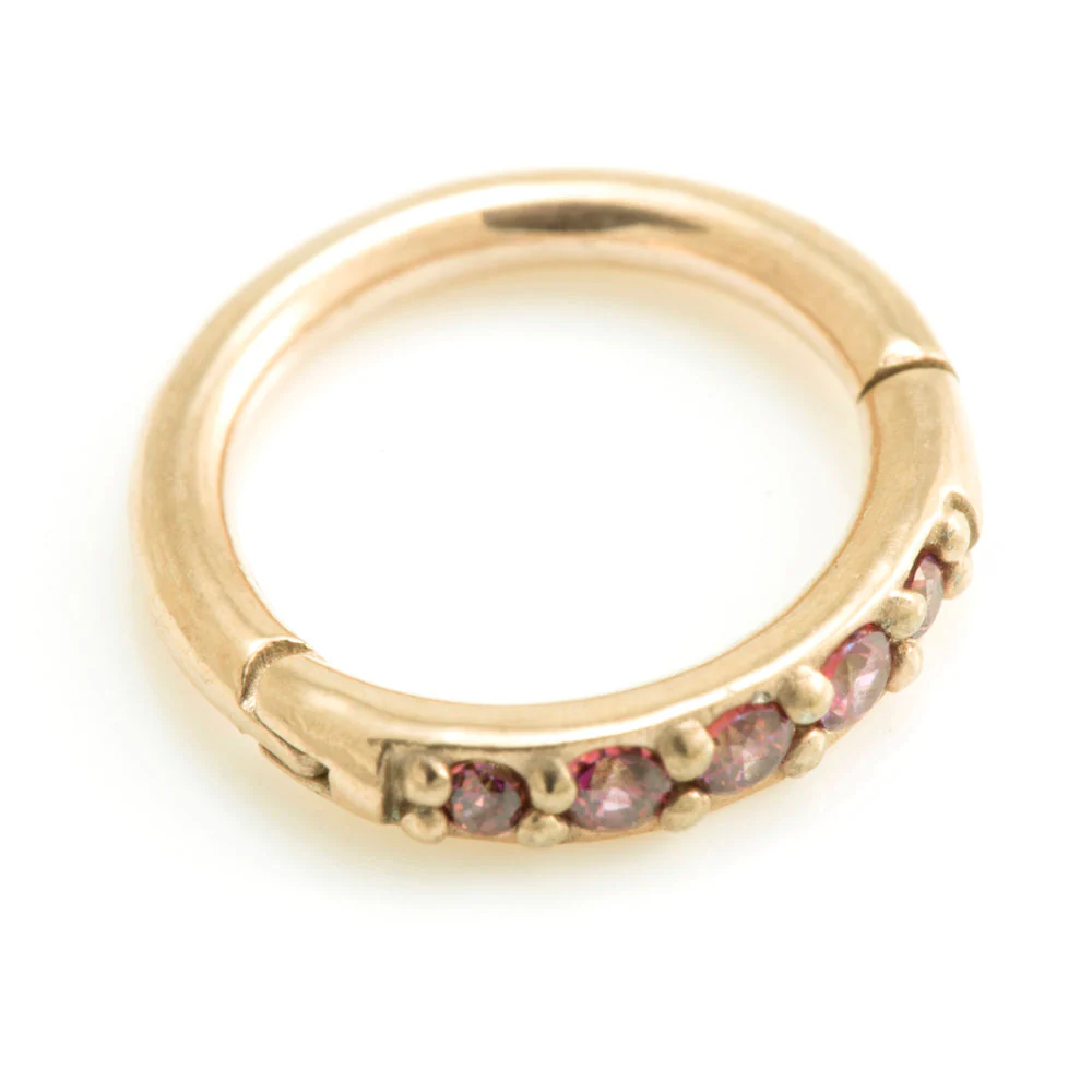 Rose Gold Steel Side Gem Hinged Ring - Image 6