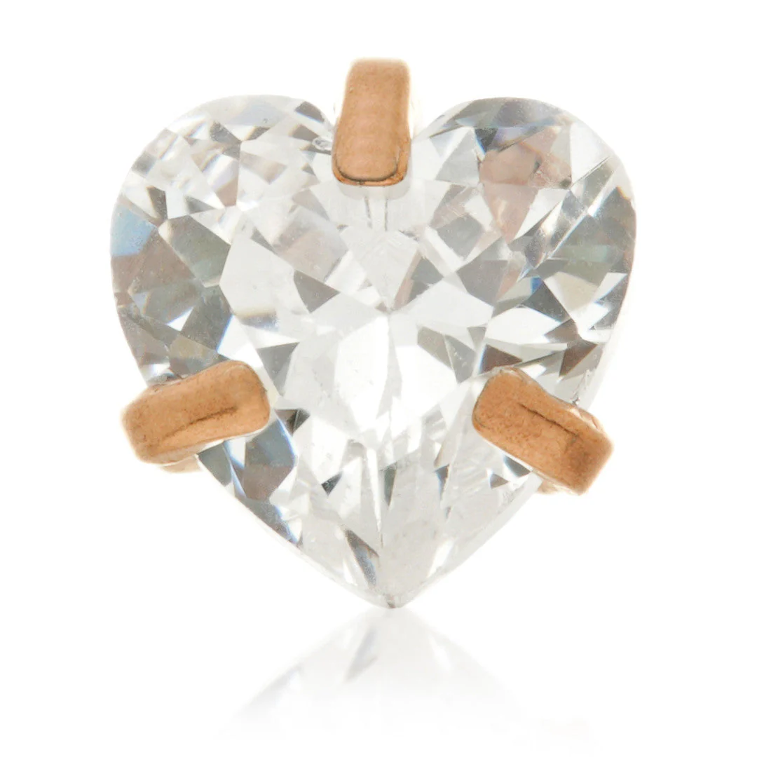 Rose Gold Ti Internal Gem Heart Attachment