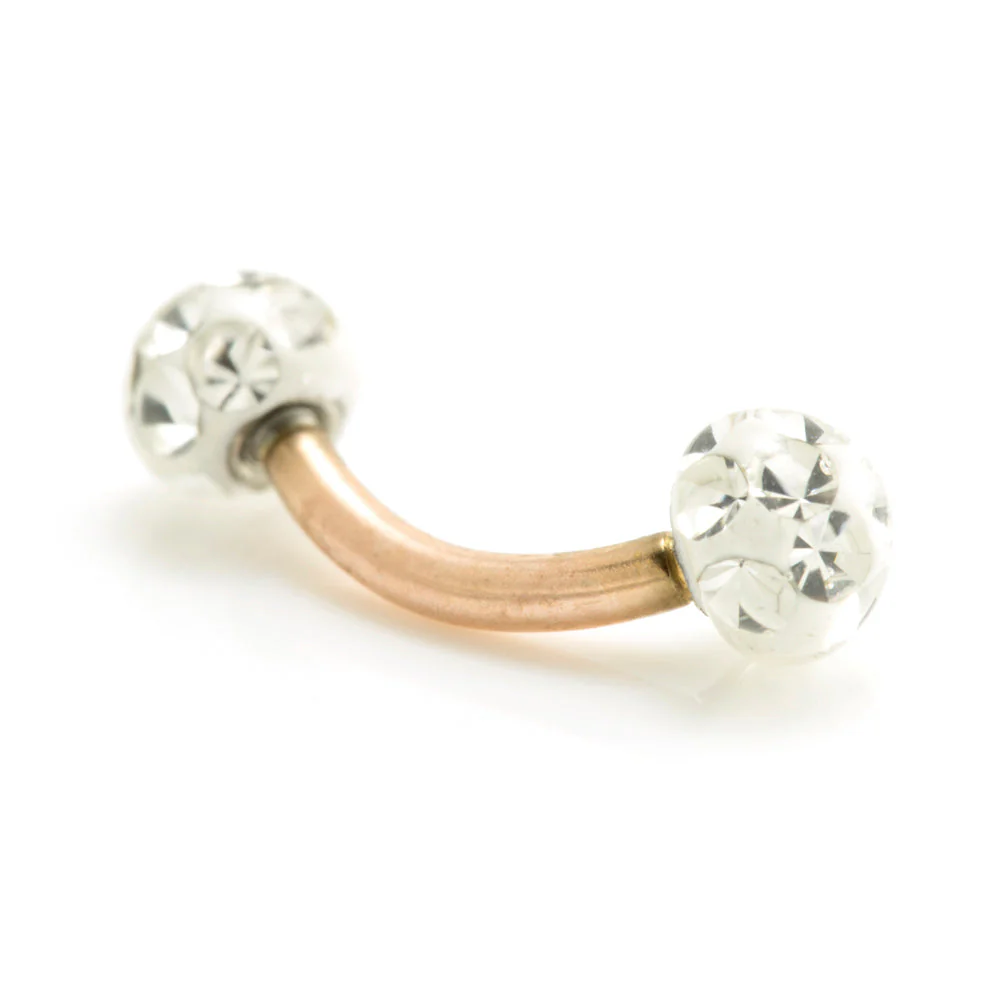 Rose Gold Ti Internal Micro Banana with Multi Gem Resin Balls 1.2mm - Image 3