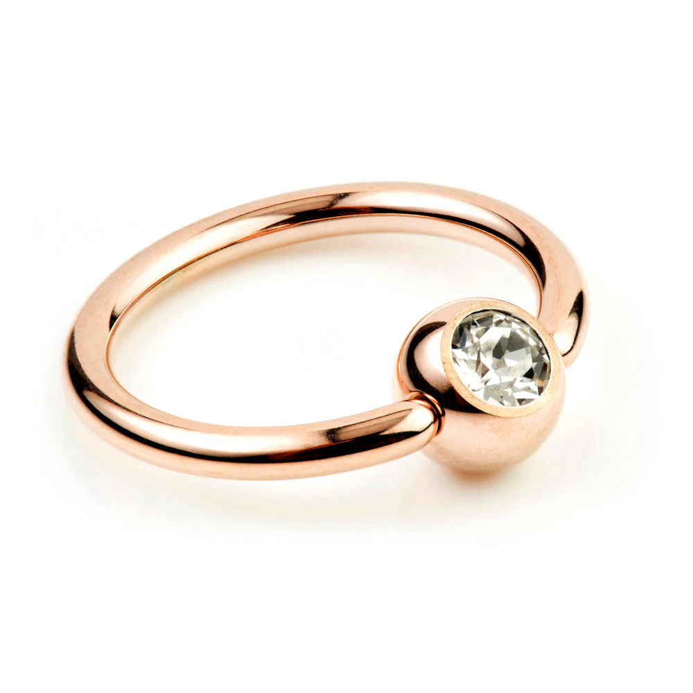 Rose Gold Titanium BCR with Gem - 1.2mm - Image 3