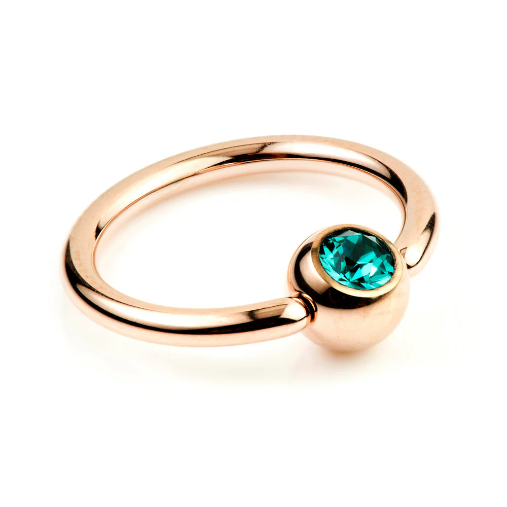 Rose Gold Titanium BCR with Gem Ball - 1.6mm - Image 4