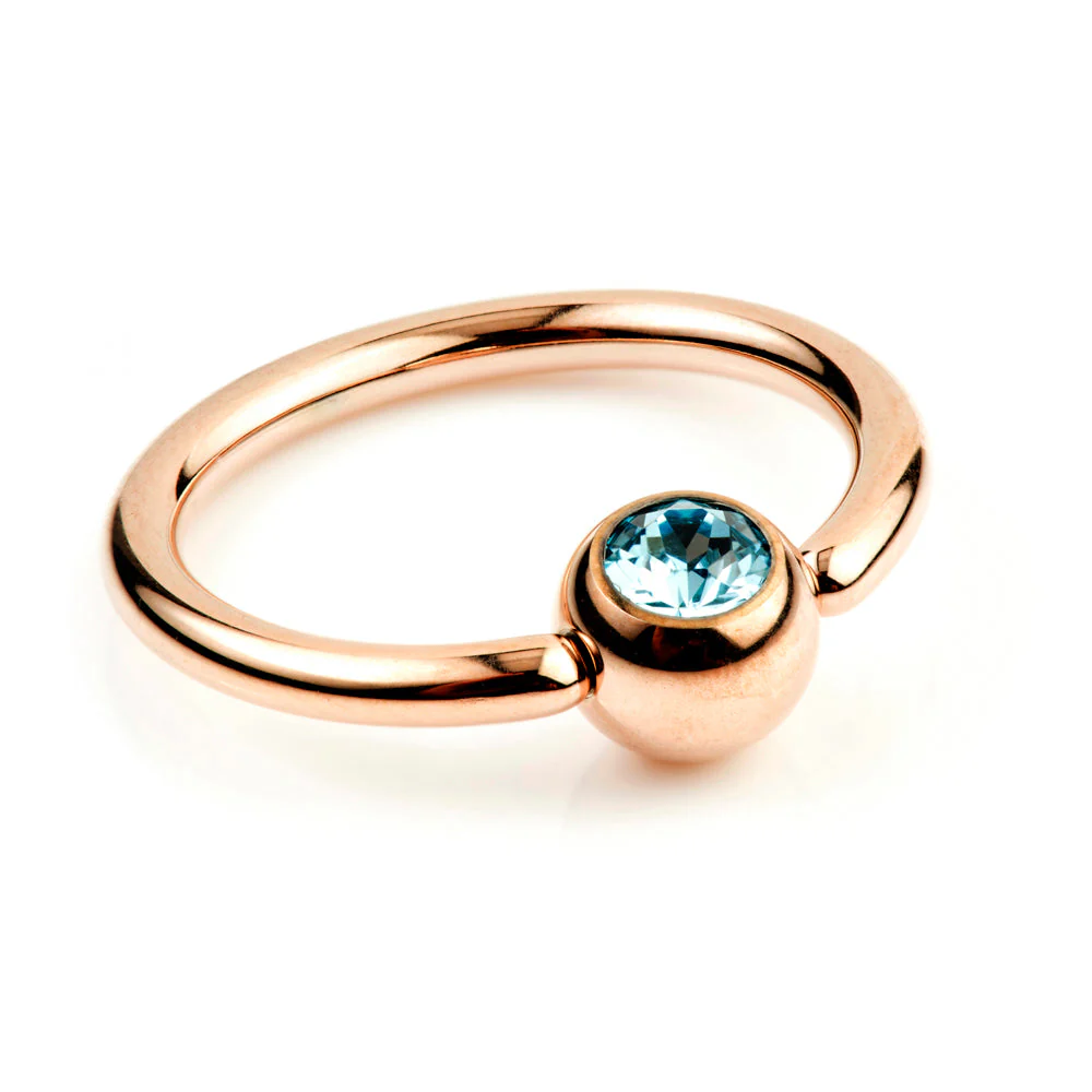 Rose Gold Titanium BCR with Gem Ball - 1.6mm - Image 5