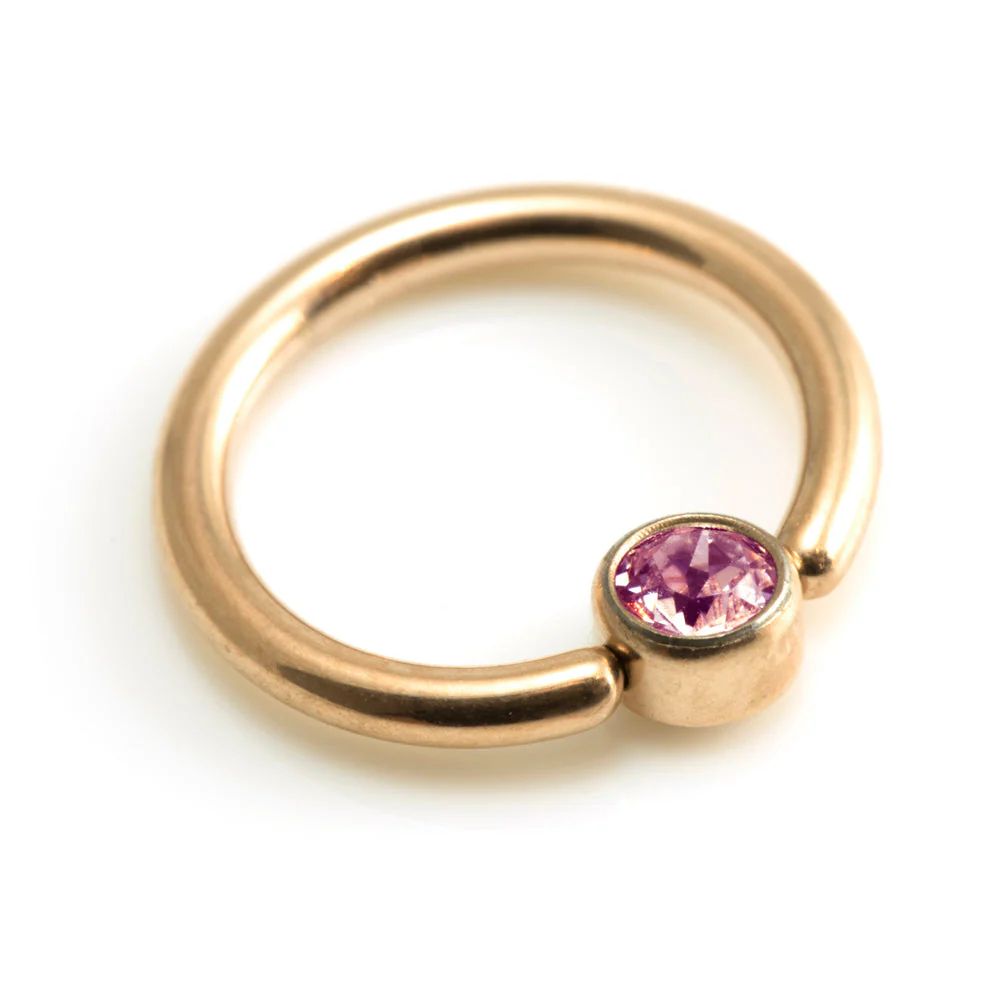 Rose Gold Titanium BCR with Gem Disk - 1.6mm - Image 2