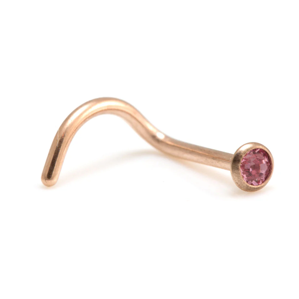 Rose Gold Titanium Gem Nose Stud - Image 2
