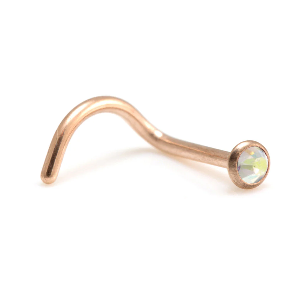 Rose Gold Titanium Gem Nose Stud - Image 3