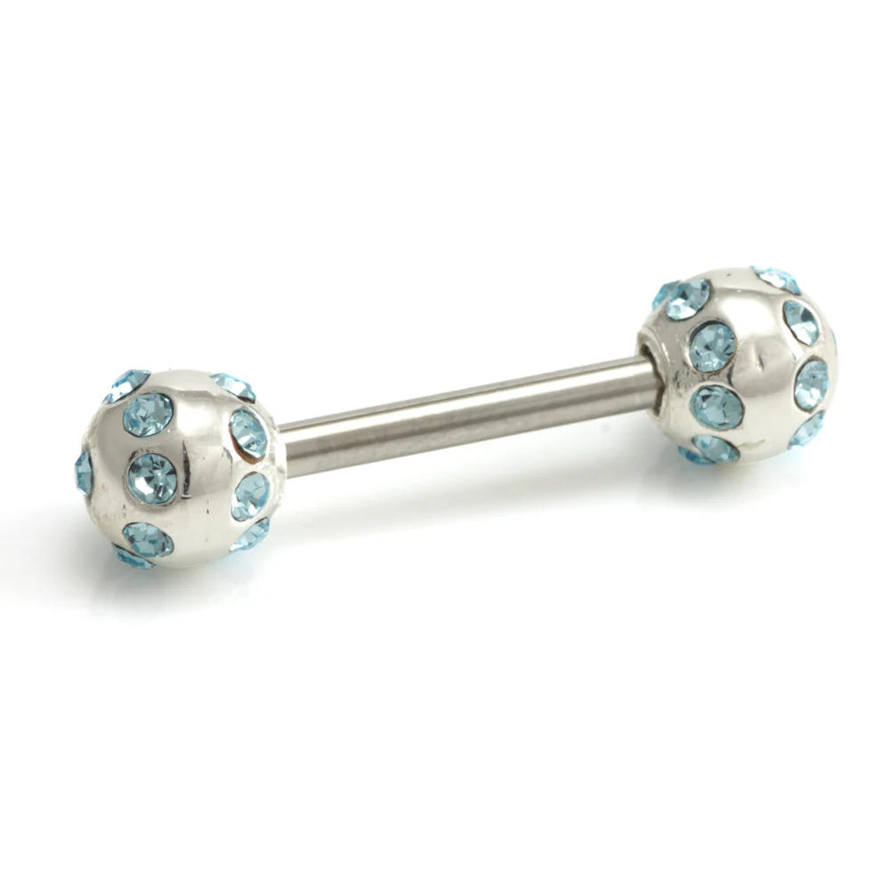Silver External Tiffany Ball Nipple Bar - Image 5